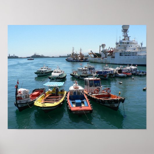 チリのバルパライソ港 ポスター (正面)