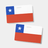 チリの国旗が付いた名札 バッジ (正面＆裏面)