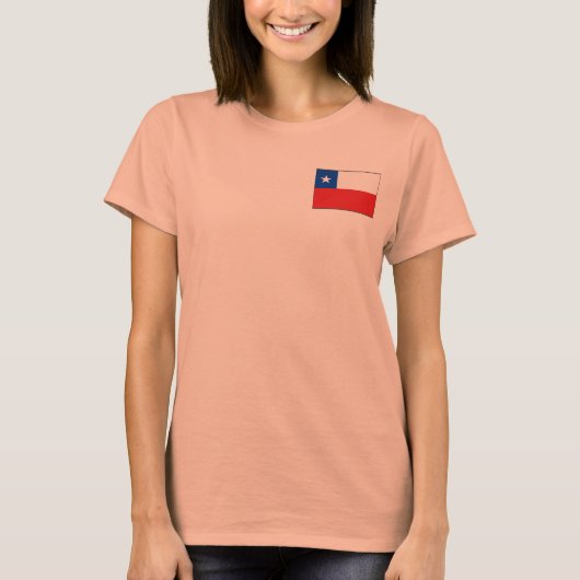 チリの国旗と地図のTシャツ Tシャツ (正面)