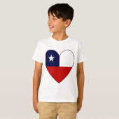 チリの国旗のハートバレンタイン Tシャツ (正面フル)