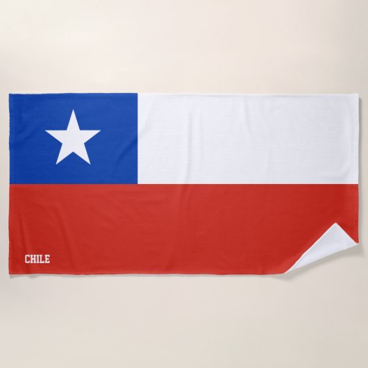 チリの国旗 素敵な愛国心 ビーチタオル (正面)
