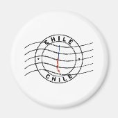 チリの地図、パスポートの切手、旅行証明書 マグネット (正面)