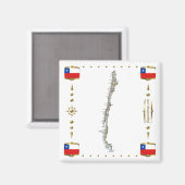 チリの地図+フラッグマグネット マグネット (正面/裏面)