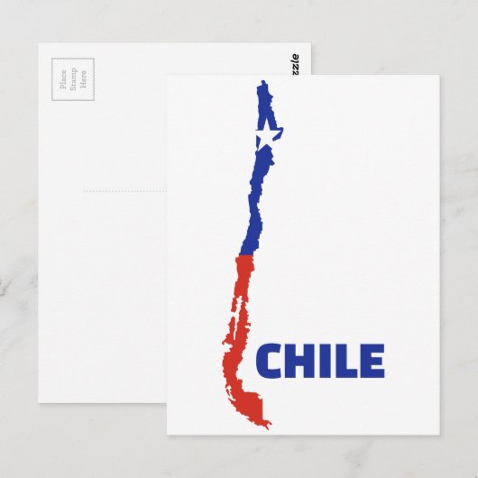 チリの地図 ポストカード (正面/裏面)