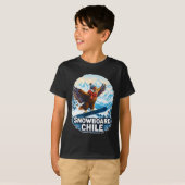 チリの山のスノーボードコンドル Tシャツ (正面フル)