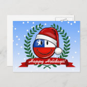 チリの旗のクリスマスのスタイル シーズンポストカード (正面/裏面)