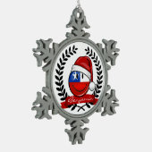 チリの旗のクリスマスのスタイル スノーフレークピューターオーナメント (左)