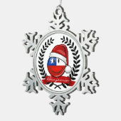 チリの旗のクリスマスのスタイル スノーフレークピューターオーナメント (右)