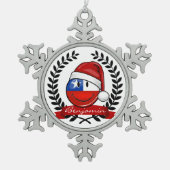 チリの旗のクリスマスのスタイル スノーフレークピューターオーナメント (正面)