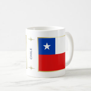 チリの旗 + 地図のマグ コーヒーマグカップ