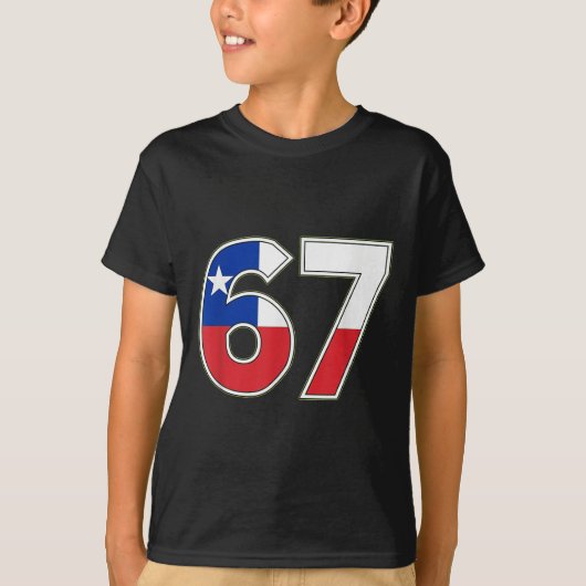 チリの旗 数字67 記念日デザイン  Tシャツ (正面)