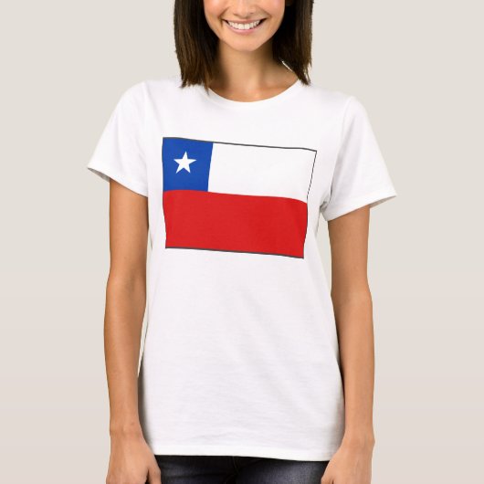 チリの旗Xの地図のTシャツ Tシャツ (正面)