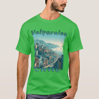 チリの港町バルパライソの丘の植民地時代のヴィンテージ Tシャツ