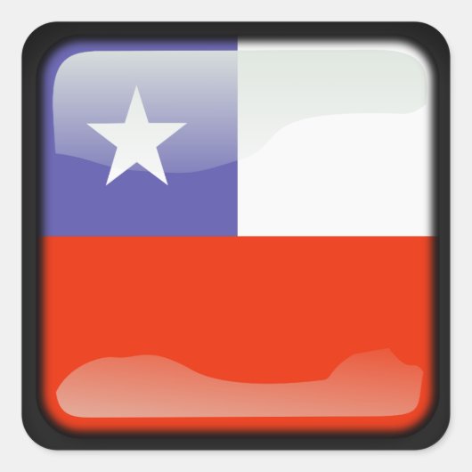 チリの研磨国旗 スクエアシール (正面)