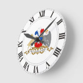 チリの紋章付き外衣 ラウンド壁時計 (傾斜)