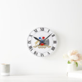 チリの紋章付き外衣 ラウンド壁時計 (ホーム)