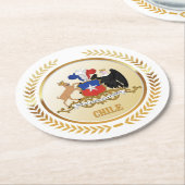 チリの紋章 ラウンドペーパーコースター (アングル)