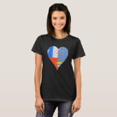 チリアルバン国旗のハート Tシャツ (正面フル)