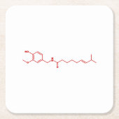 チリカプサイシン分子化学式 スクエアペーパーコースター (正面)