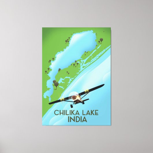 チリカ湖 インド 旅行ポスター キャンバスプリント (正面)