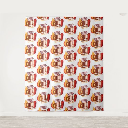 チリクックオフ | BBQコンテスト ステップ＆リピート タペストリー (正面)