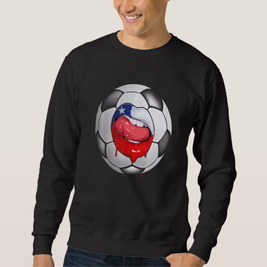 チリサッカーファン（チリ国旗）口 スウェットシャツ (正面)