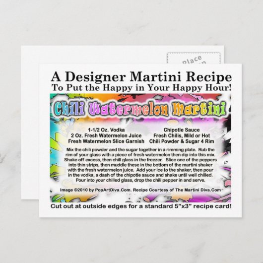 チリスイカマルティーニレシピはがき ポストカード (正面/裏面)