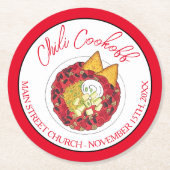 チリチリスープ調理外食ご飯 ラウンドペーパーコースター (正面)