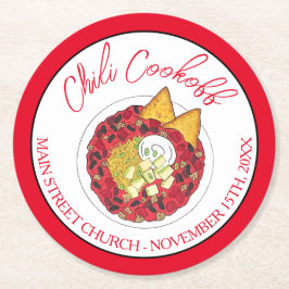 チリチリスープ調理外食ご飯 ラウンドペーパーコースター