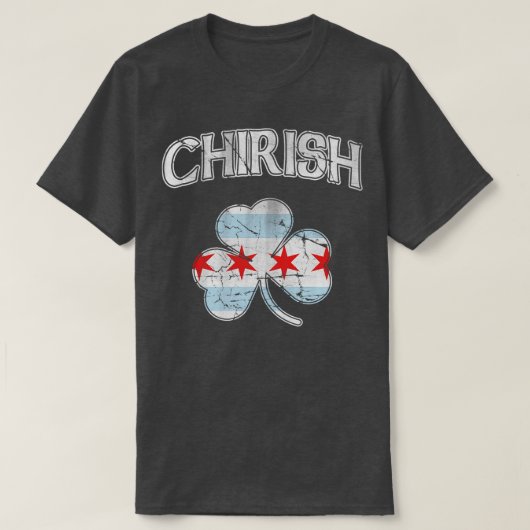 チリッシュシカゴ国旗のシャムロック Tシャツ (デザイン正面)