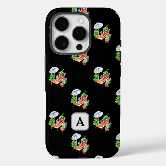 チリビーチクリスマスブラックを追加イニシャル Case-Mate iPhoneケース (裏面)