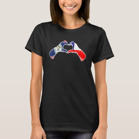 チリベリーズ国旗チリベルゼアハート Tシャツ (正面)