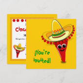 チリペッパーとソンブレロの五月五日 招待状 (正面/裏面)