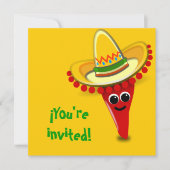 チリペッパーとソンブレロの五月五日 招待状 (正面)