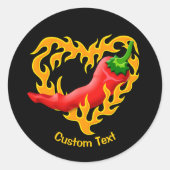 チリペッパーと炎ハート ラウンドシール (正面)