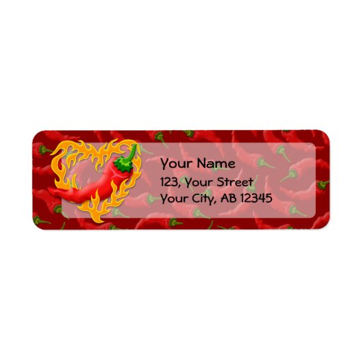 チリペッパーと炎ハート ラベル (正面)