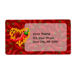 チリペッパーと炎ハート ラベル