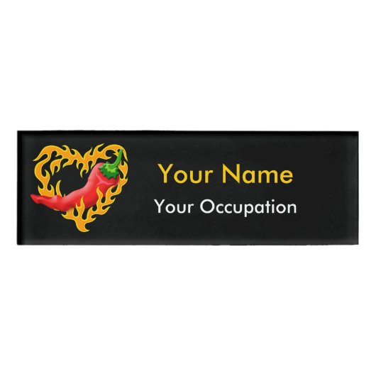 チリペッパーと炎ハート 名札 (正面)