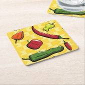 チリペッパーの世界紙コースター スクエアペーパーコースター (アングル)