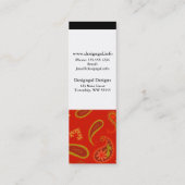 チリペッパーの赤およびライムグリーンのペイズリーパターン スキニー名刺 (裏面)