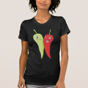 チリペッパーのTシャツ の赤い緑のチリペッパーT Tシャツ