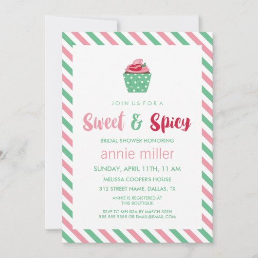 チリペッパーカップケーキ|スイート&スピシーブライダルシャワー 招待状 (正面)