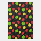 チリペッパージャマイカフードパターン(の模様が)ある キッチンタオル (縦)