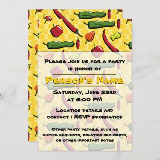 チリペッパーズパーティの招待状 招待状 (正面/裏面)