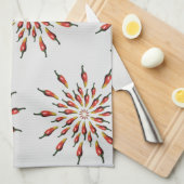 チリペッパーズマンダラボタニカルカスタム キッチンタオル (四つ折り)