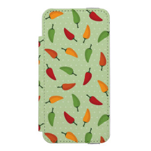 チリペッパーパターン iPhone SE/5/5sウォレットケース