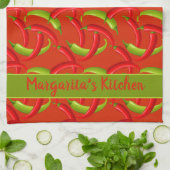 チリペッパーパーソナライズされたカスタム キッチンタオル (折り畳み)