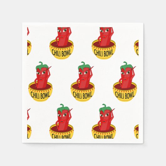 チリボウル漫画スケッチパターン スタンダードカクテルナプキン (正面)
