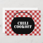 チリポットサイロ、赤と白のチェック済み布クックオフ 招待状 (正面/裏面)