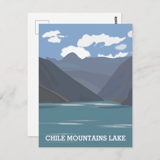 チリマウンテンズレイクランドスケープイラストレーション旅行 ポストカード (正面/裏面)